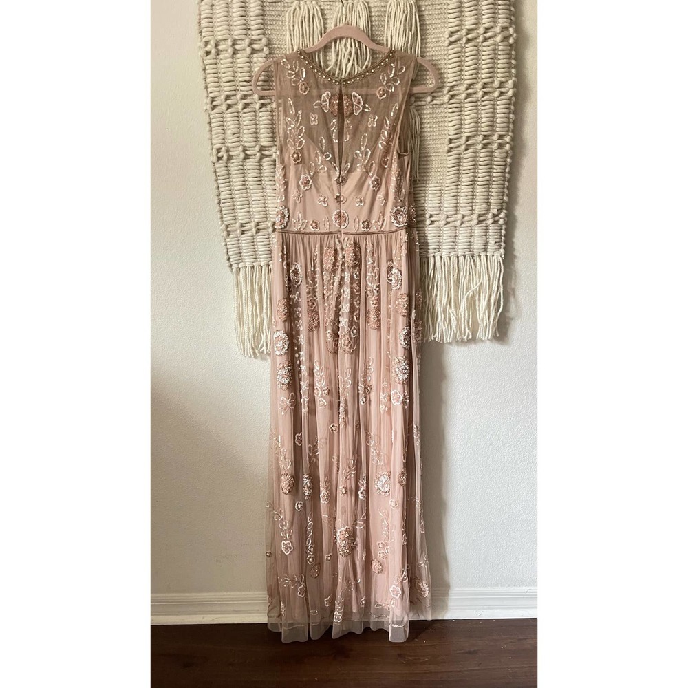 BHLDN Adrianna Papell Abbington Pink Blush Beaded Gown NWT Size 12 - Picture 14 of 16